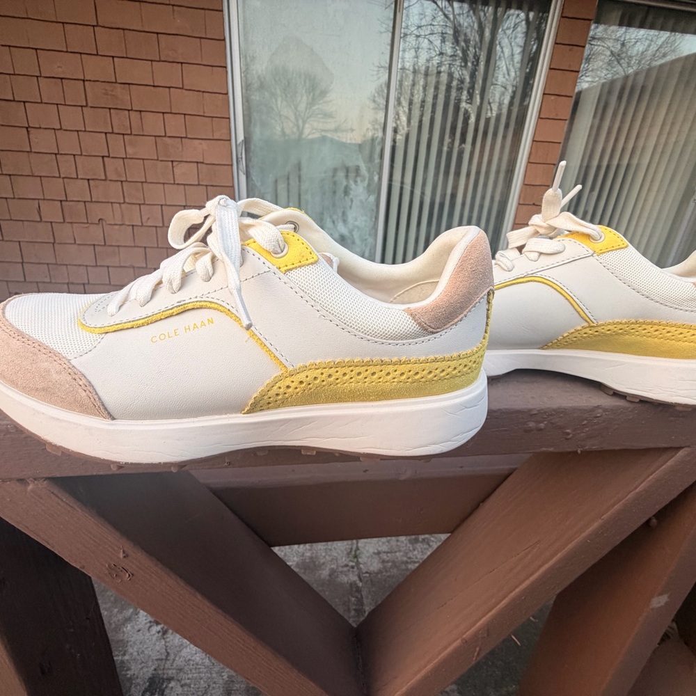 Cole Haan White and Yellow Casual Sneakers